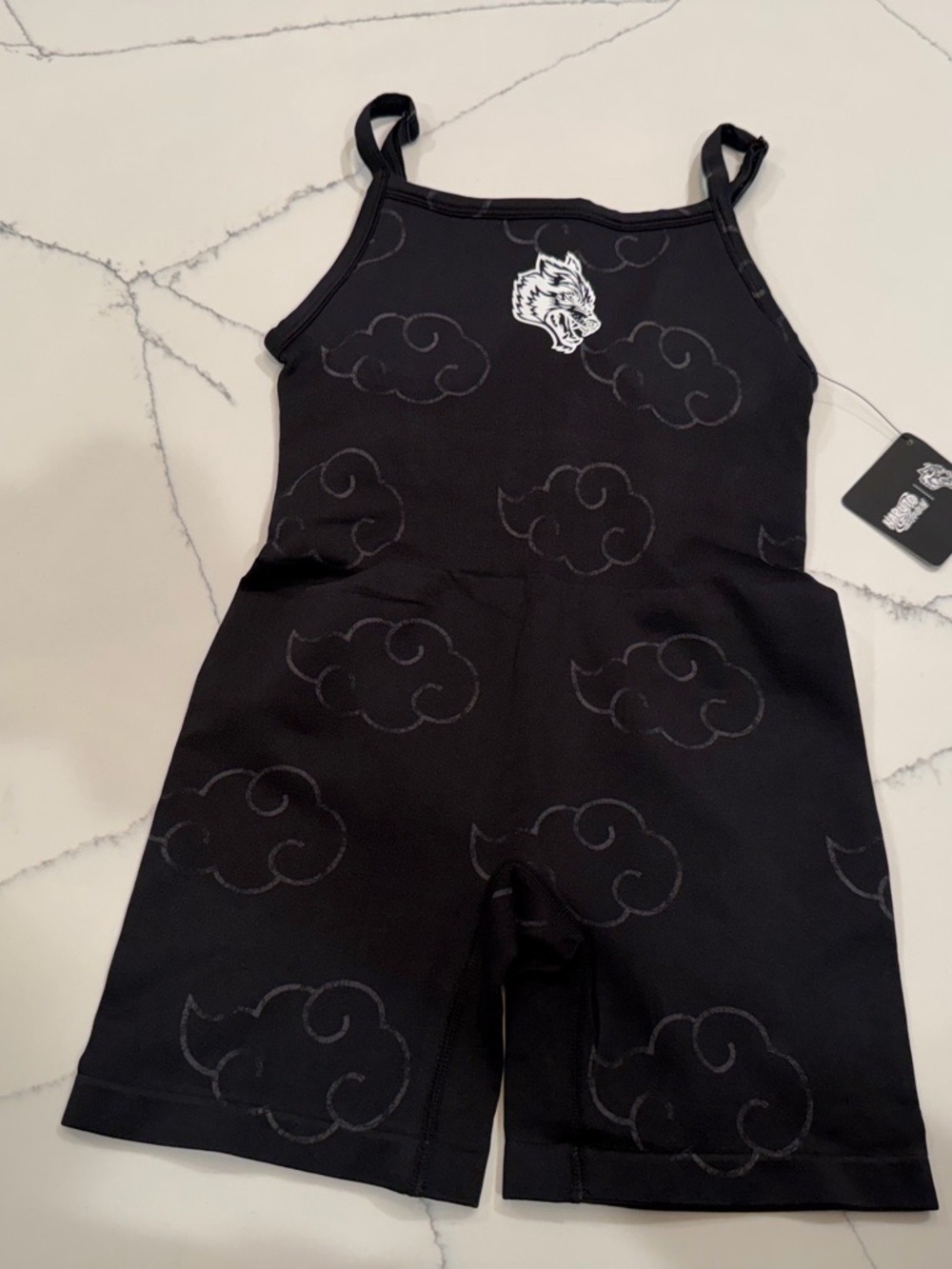 Women’s Black Naruto Cloud-Print Stretch Romper (Sold)